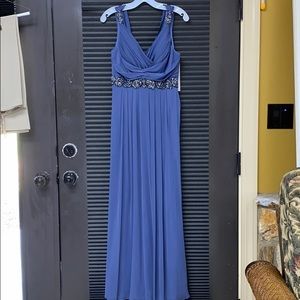 Long blue silver dress